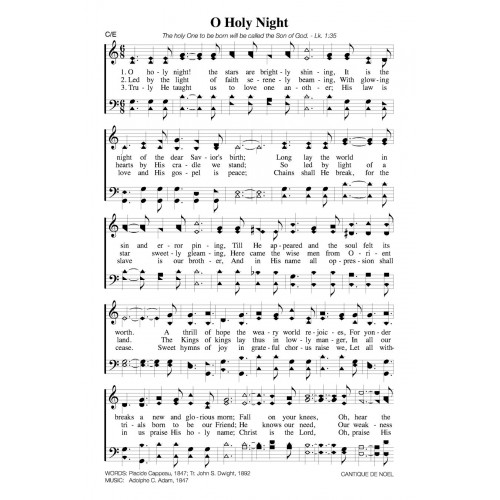 Catholic Hymns, Song: O Holy Night - lyrics and PDF